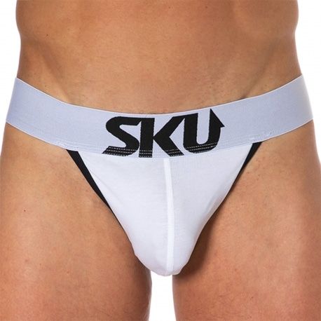 SKU Slip Tanga Logo Coton Blanc