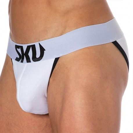 SKU Slip Tanga Logo Coton Blanc