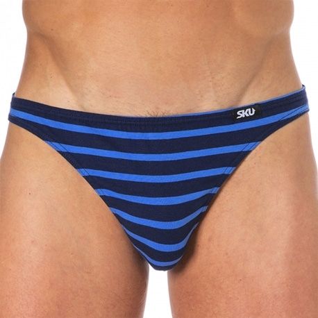 SKU Slip Mini Coton Rayure Bleu - Noir