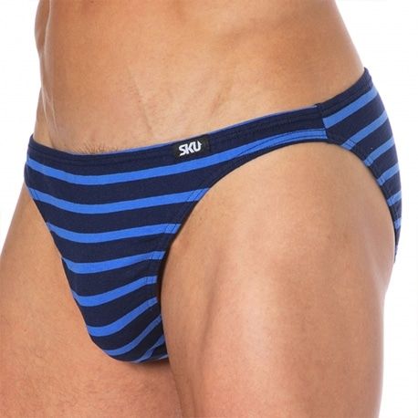 SKU Slip Mini Coton Rayure Bleu - Noir