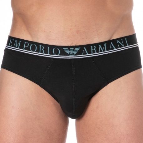 Emporio Armani Slip Mixed Waistband Coton Noir