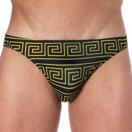  Slip de Bain Greek Frame Noir - Or