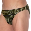 Greek Frame Swim Briefs - Black - Gold
