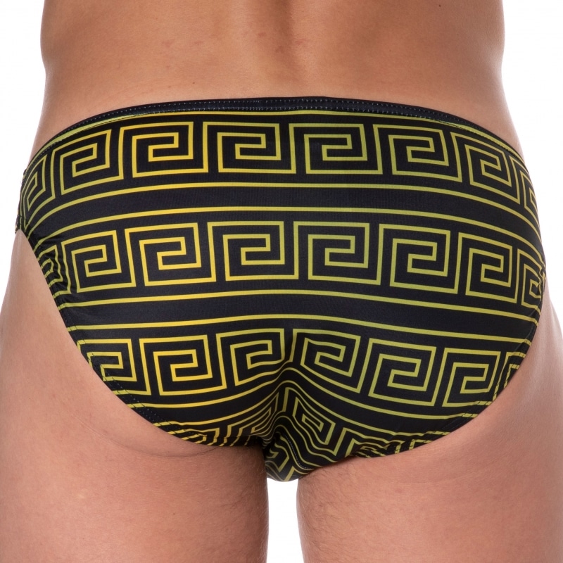  Greek Frame Swim Briefs - Black - Gold