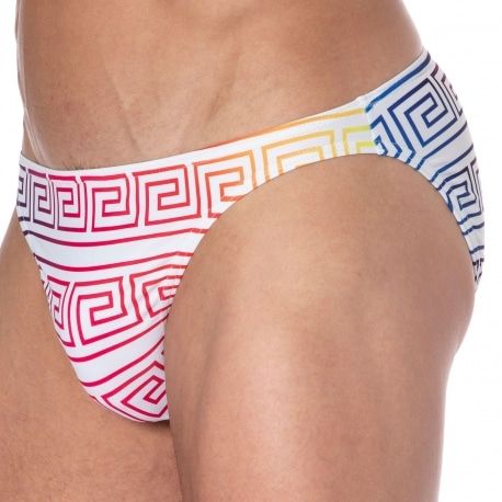  Greek Frame Swim Briefs - Rainbow