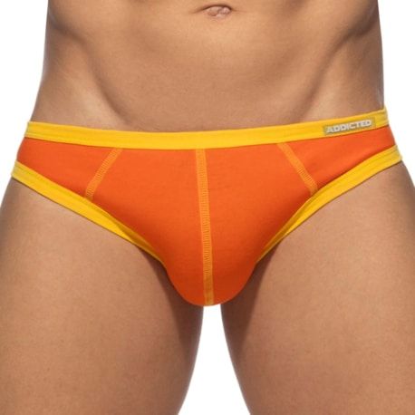 Addicted Lot de 3 Slips Twink Coton Orange - Gris - Kaki