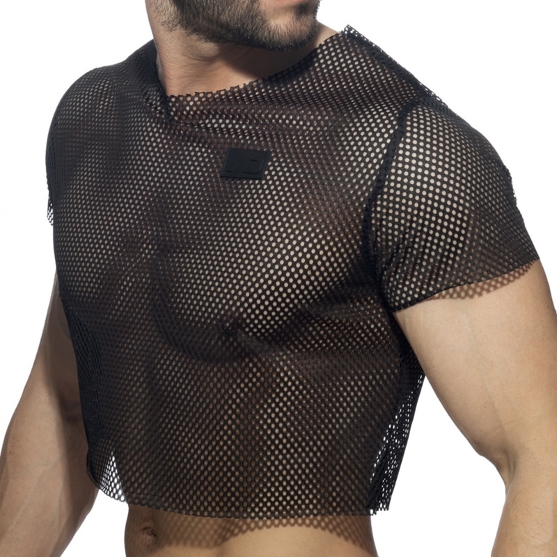 Addicted T-Shirt Crop Mesh Noir