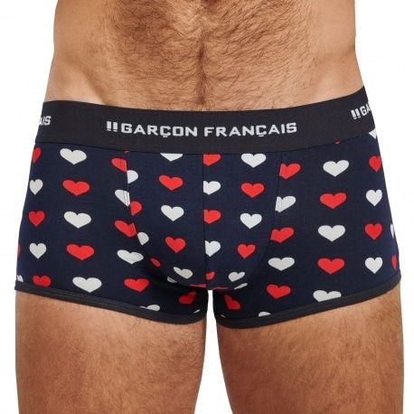 Garçon Français Shorty Coton Cœurs Bleu Marine