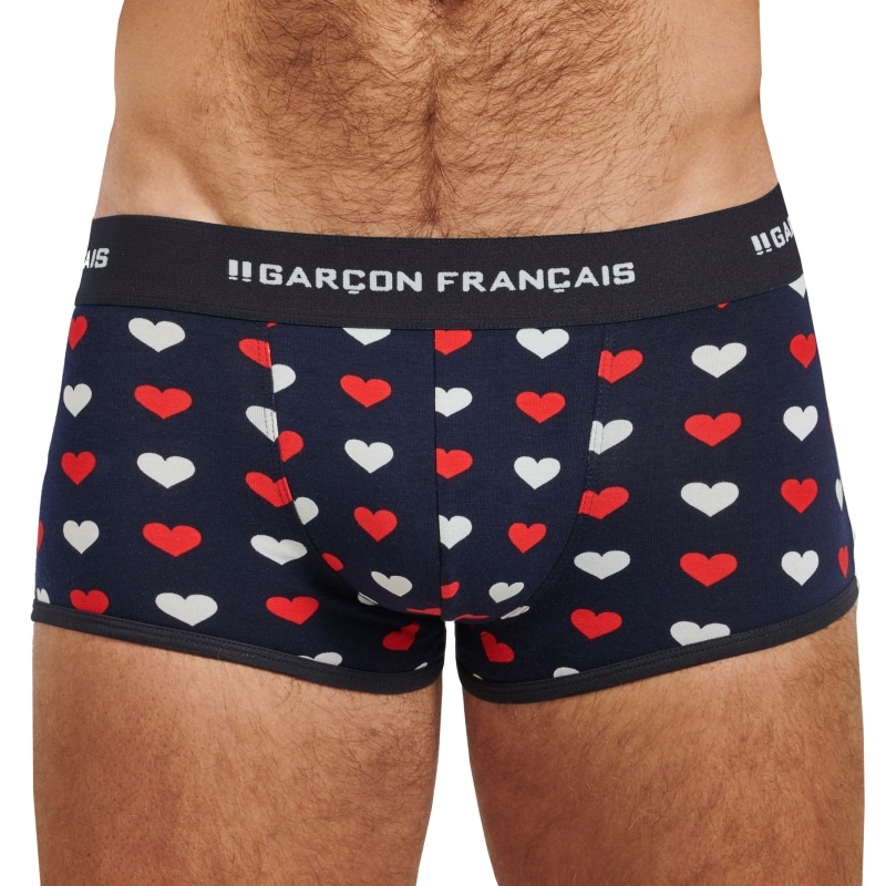 Garçon Français Shorty Coton Cœurs Bleu Marine