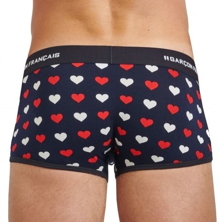Garçon Français Shorty Coton Cœurs Bleu Marine