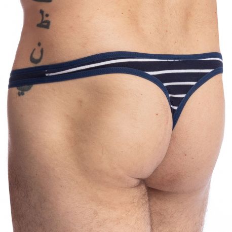 L'Homme invisible Querelle de Brest Bikini Thong - Navy - White Stripe