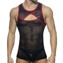 AD Fetish Débardeur Crossed Mesh Noir - Rouge