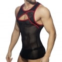 AD Fetish Débardeur Crossed Mesh Noir - Rouge