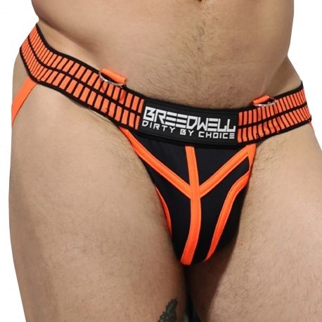  Jock Strap Hybred Noir - Orange Fluo