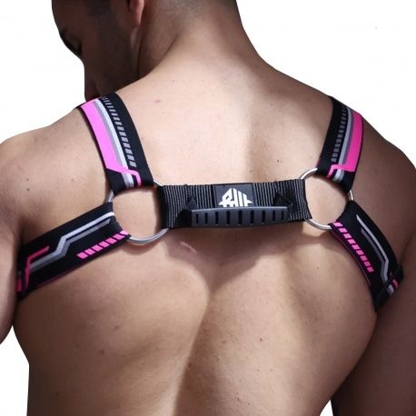  Harnais Cyber Nights Noir - Rose Fluo