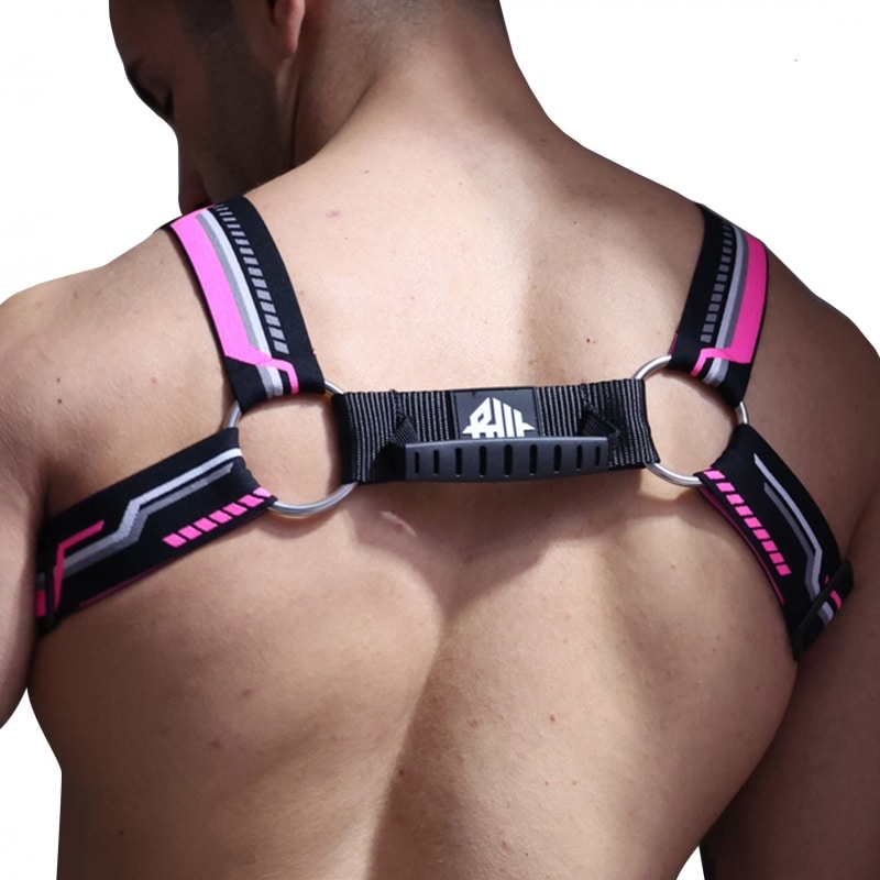 Harnais Cyber Nights Noir - Rose Fluo