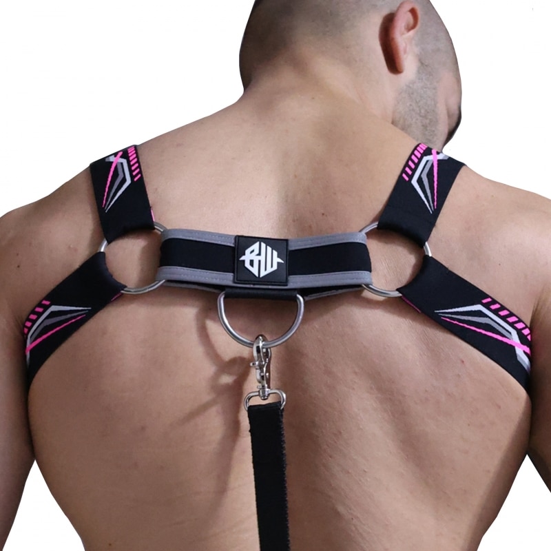  Harnais Cyber Nights Noir - Rose Fluo