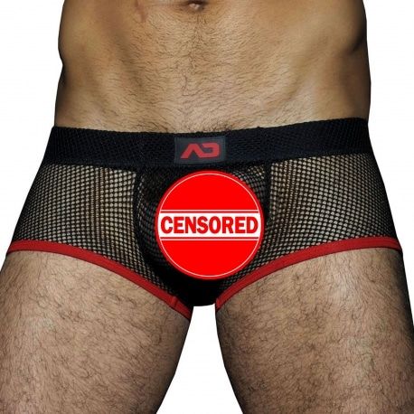 AD Fetish Shorty Mesh Fetish Noir - Rouge