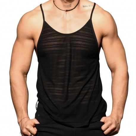 Andrew Christian Unleashed Ring Burnout Tank Top - Black
