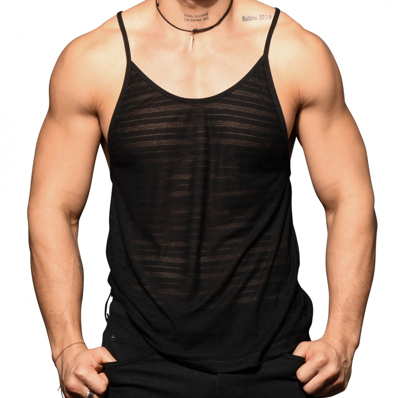 Andrew Christian Unleashed Ring Burnout Tank Top - Black