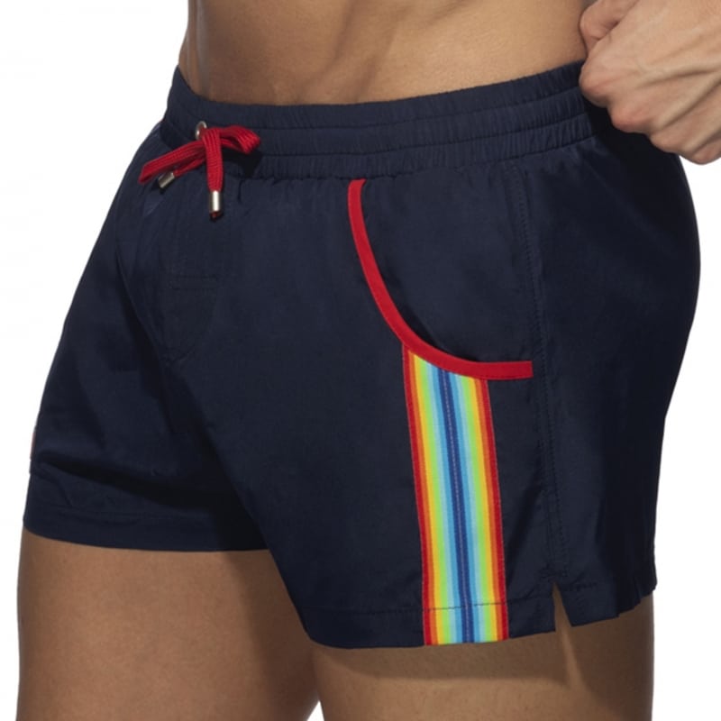 Addicted Short de Bain Rainbow Tape Bleu Marine