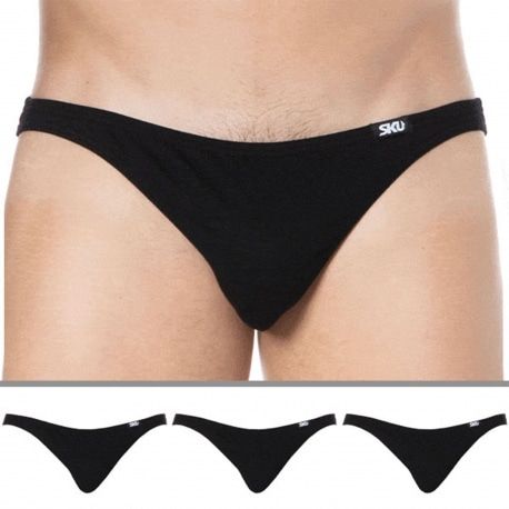 SKU Lot de 3 Slips Mini Coton Noirs