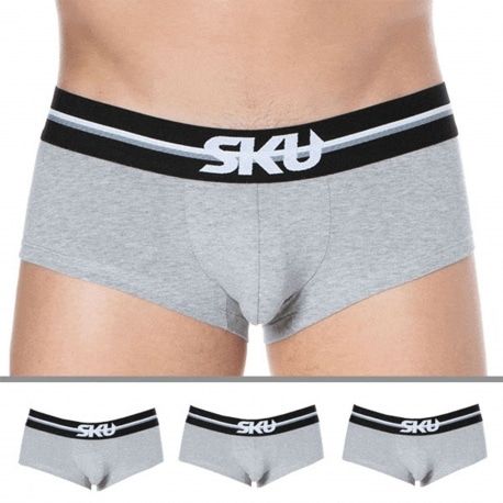 SKU Lot de 3 Shorties First Coton Gris Chiné