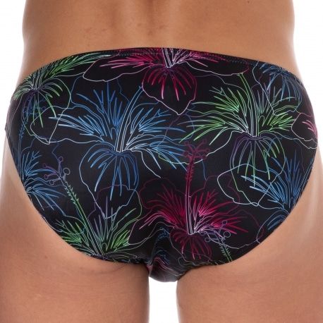  Hibiscus Swim Briefs - Black