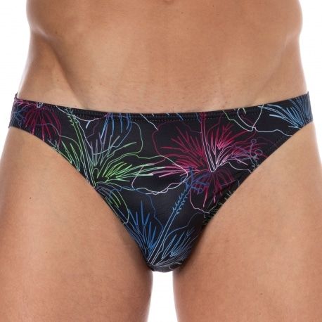  Hibiscus Swim Briefs - Black