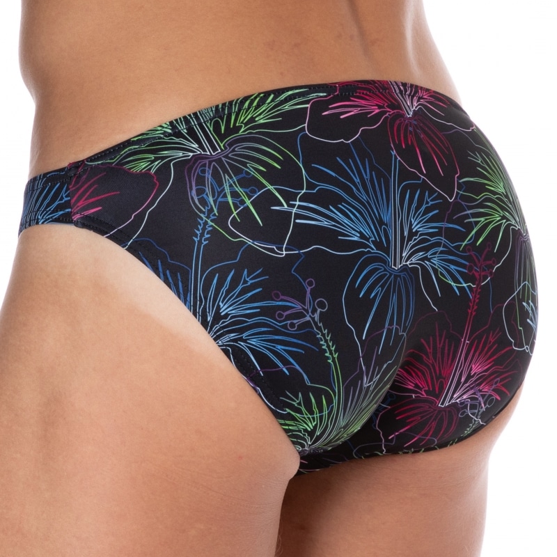  Hibiscus Swim Briefs - Black