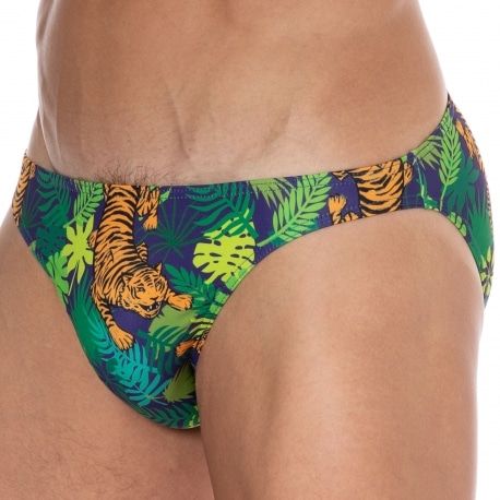  Slip de Bain Palms & Tigers Vert