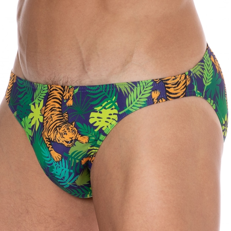  Slip de Bain Palms & Tigers Vert