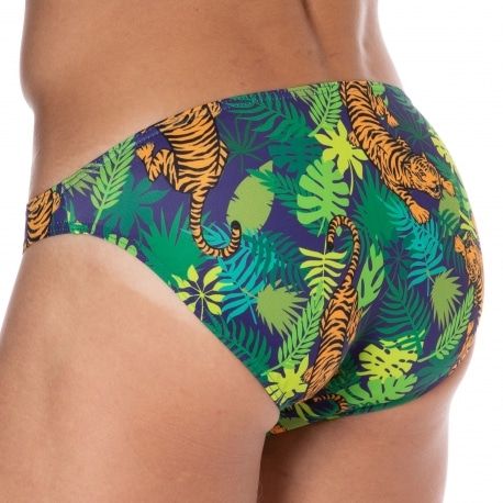  Slip de Bain Palms & Tigers Vert