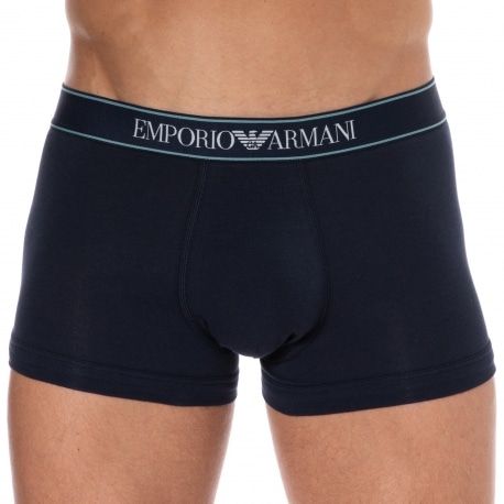 Emporio Armani Yarn Dyed Cotton Boxer Briefs - Navy
