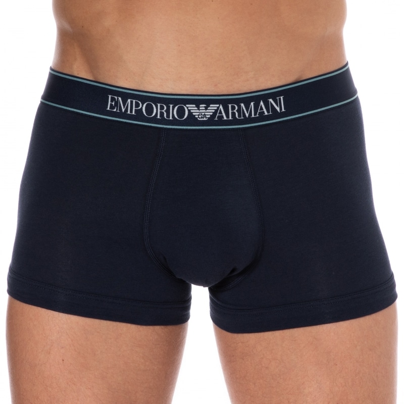 Emporio Armani Yarn Dyed Cotton Boxer Briefs - Navy