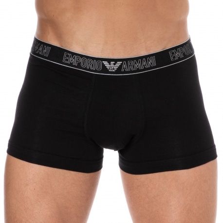 Emporio Armani Silver Christmas Cotton Boxer Briefs - Black