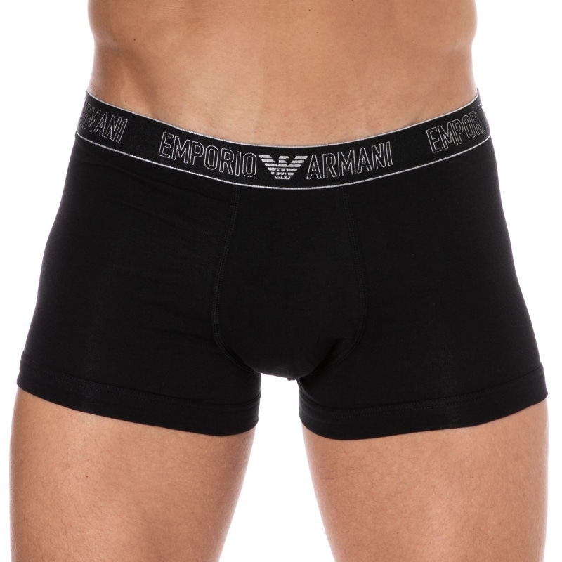 Emporio Armani Silver Christmas Cotton Boxer Briefs - Black
