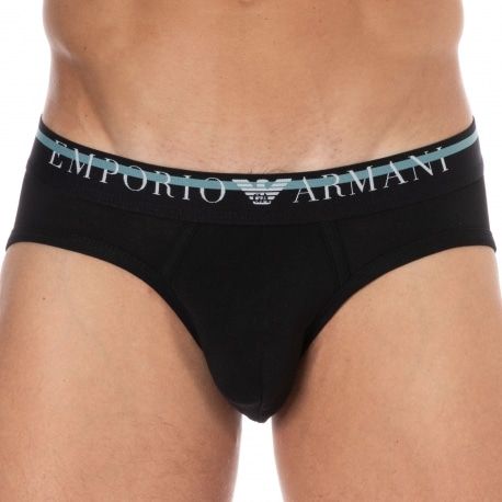 Emporio Armani Underline Logo Briefs - Black