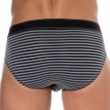 Emporio Armani Yarn Dyed Cotton Briefs - Charcoal Stripe