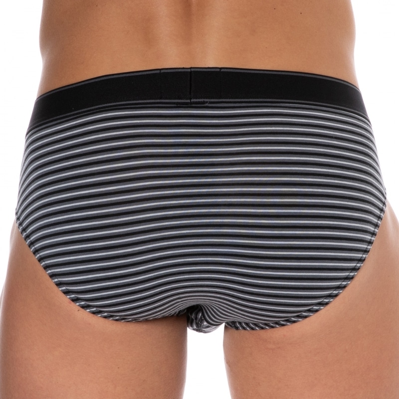 Emporio Armani Yarn Dyed Cotton Briefs - Charcoal Stripe