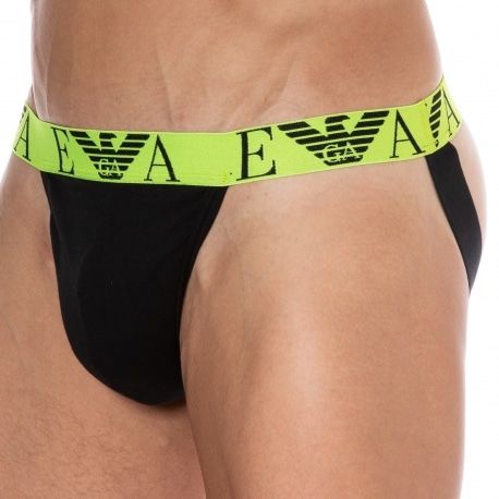 Emporio Armani Jock Strap Bold Monogram Coton Noir - Citron Vert