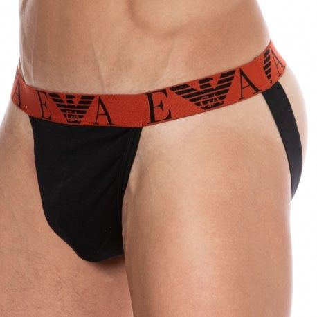 Emporio Armani Jock Strap Bold Monogram Coton Noir - Rouge