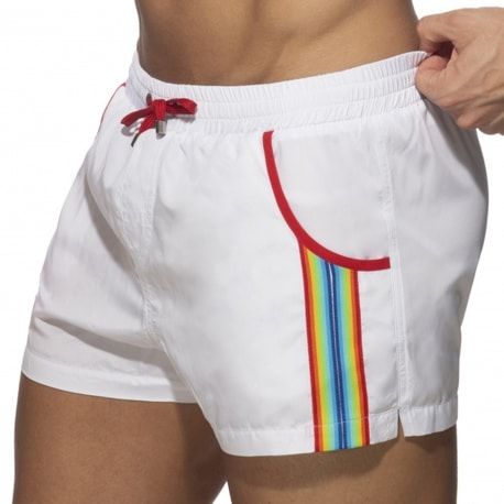 Short de Bain Rainbow Tape Blanc