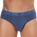Emporio Armani Mixed Waistband Cotton Briefs - Indigo Blue
