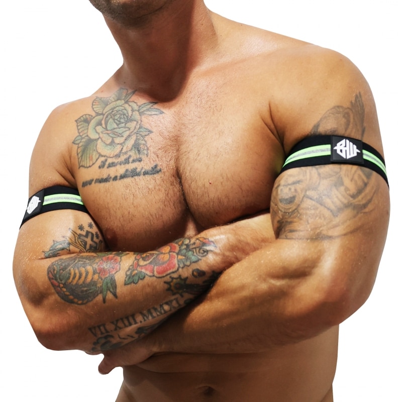  Lot de 2 Brassards New Wave Noirs - Vert Fluo