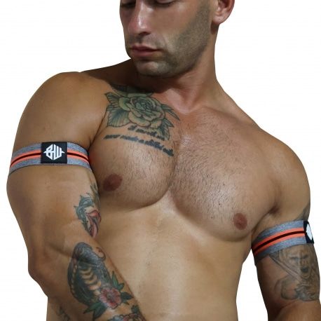  2-Pack New Wave Armbands - Grey - Neon Orange