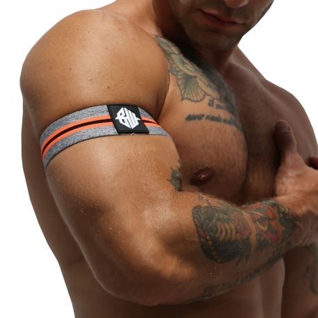  2-Pack New Wave Armbands - Grey - Neon Orange