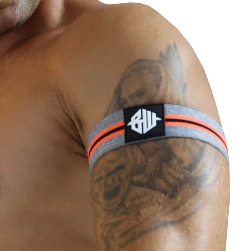  Lot de 2 Brassards New Wave Gris - Orange Fluo