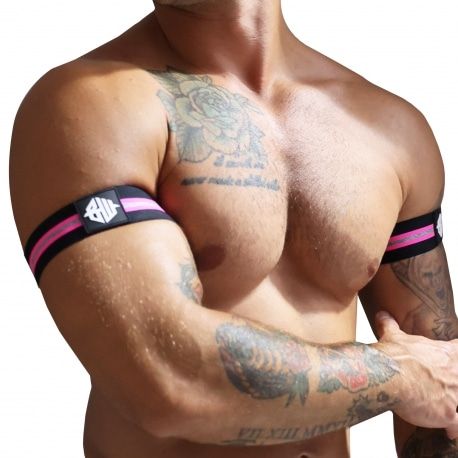 Lot de 2 Brassards New Wave Noirs - Rose Fluo