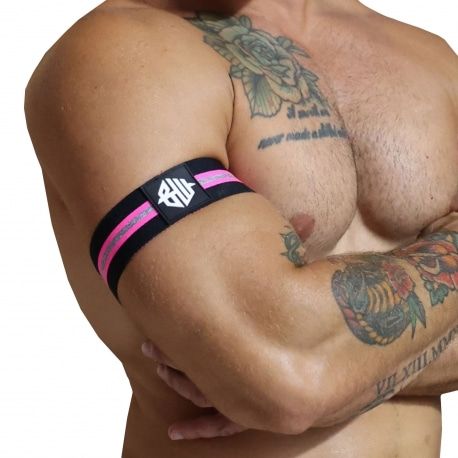  Lot de 2 Brassards New Wave Noirs - Rose Fluo